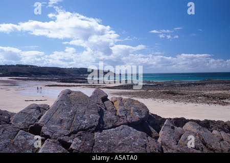 Der Strand Plage de Guen auf dem Cap Fréhel der Nord-Bretagne, Frankreich Stockfoto