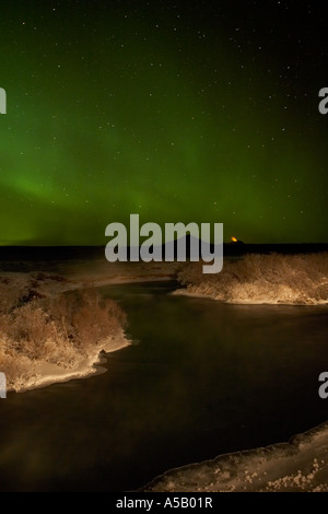 Aurora Borealis oder das Nordlicht, See Myvatn, Island Stockfoto