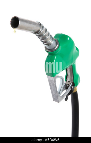 Grüne Benzin Düse mit Tropf kommt Gas. Stockfoto