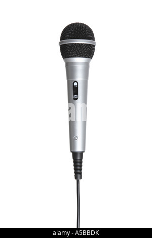 Mikrofon auf weißem Hintergrund ausschneiden Stockfoto