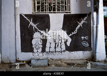 Graffiti an der Wand, Flüchtlingslager Shatila, Beirut, Libanon Stockfoto