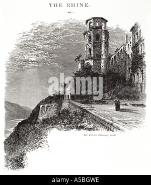 Heidelberg schloss Deutschland Deutschland Baden-Württemberg gotischen Renaissance Fluss Neckar Spaziergang paar bewachsene Ruine Eleva Terrasse Stockfoto