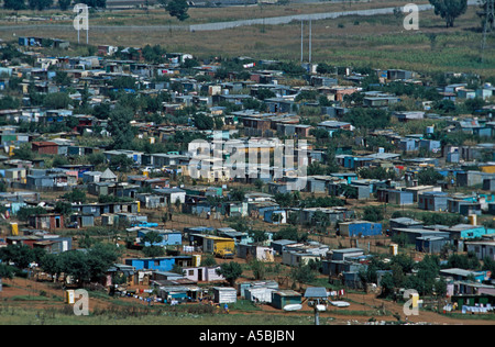 Eine Luftaufnahme der Vorstadt Soweto in Südafrika Stockfoto