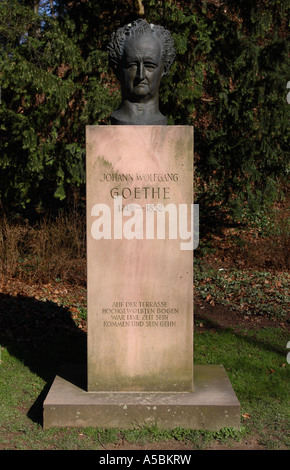 Eine Büste des deutschen Autors Goethe auf dem Gelände des Heidelberger Schlosses in Deutschland Stockfoto