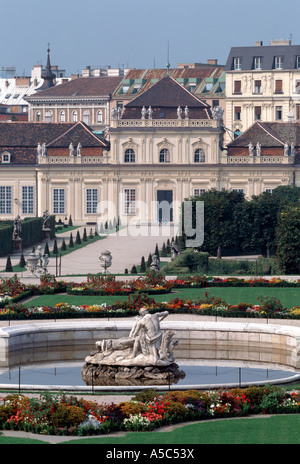 Wien, Schloß Belvedere, Blick Vom Oberen Garten Auf Das unteren Belvedere Stockfoto