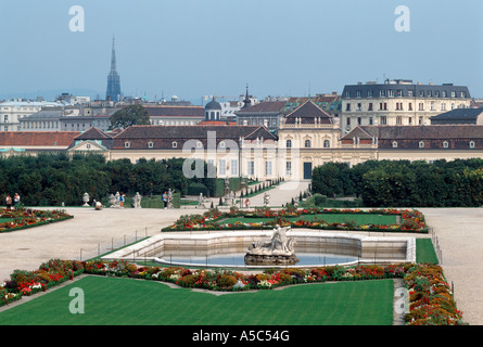 Wien, Belvedere, Blick Vom Oberen Garten Auf Das unteren Belvedere Stockfoto