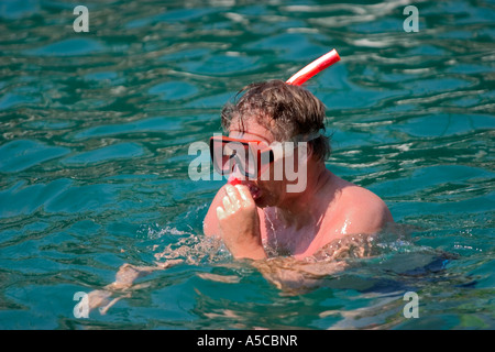 Taucher, die zurück in das Meer vorbereiten Stockfoto