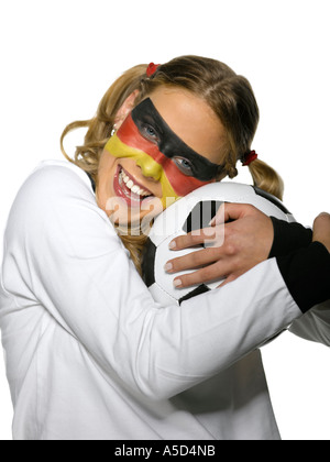 Deutsche weibliche Fußball-Fan, close-up Stockfoto