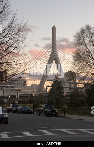 Zakim Brückenturm, Boston MA Stockfoto