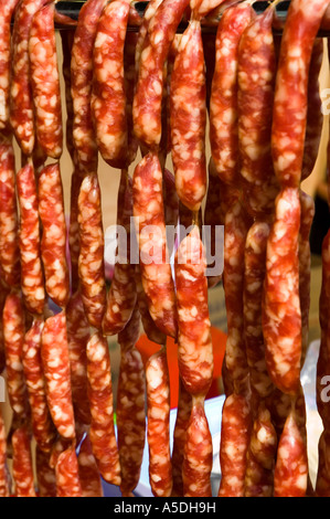 Stock Foto von Würsten zum Verkauf an Dihua Street Market in Taipei Taiwan Stockfoto