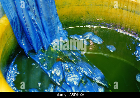 Blau, du Pastel de Lectoure Färben von Stoffen Stockfoto