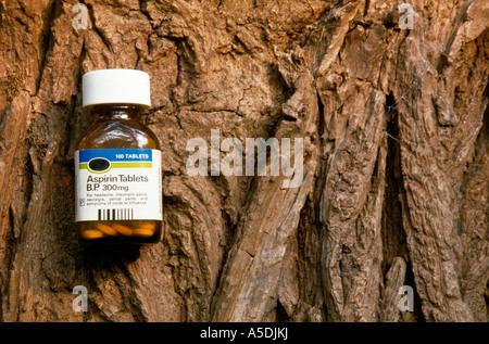 Weidenrinde und Aspirin Stockfoto