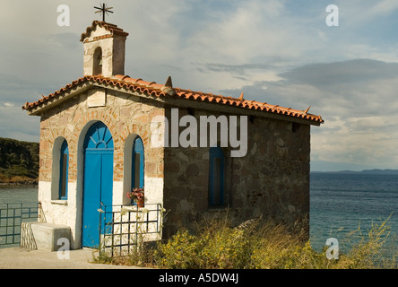 Griechische Kapelle auf der griechischen Insel Lesbos Stockfoto