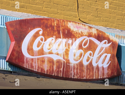 Alten Coca-Cola Schild an Cafe Gebäude Kingston Ulster County New York State USA Stockfoto