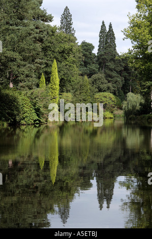 Blick über den Teich Leonardslee Gardens Horsham Sussex England Stockfoto