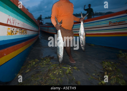 Indischen Mann mit Fisch Stockfoto