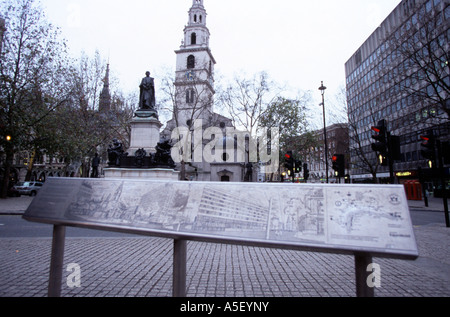 Gladstone Denkmal mit der St Clement Danes Kirche im Hintergrund Stockfoto