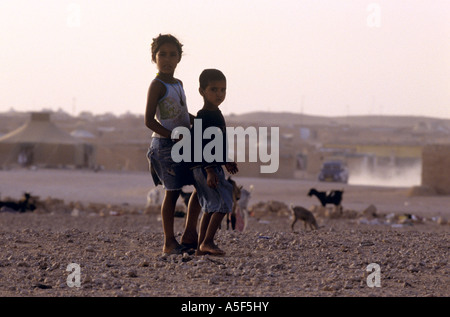 Saharauischen Kinder aus dem saharauischen Flüchtlingslager in Tindouf westlichen Algerien Stockfoto