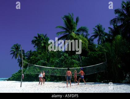 Beach-Volley-Ball Malediven Indischer Ozean Stockfoto