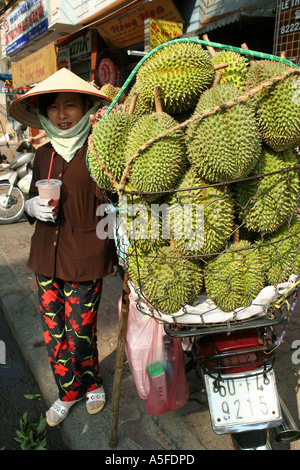 Saigon Durian Anbieter Stockfoto