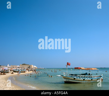 Alte Festung aus der Stadt Strand, Hammamet, Tunesien, Nordafrika Stockfoto