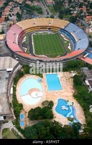 Luftaufnahme des Estádio Morumbi Sao Paulo Futebol Clube-Stadion und Schwimmbäder in Sao Paulo Brasilien Stockfoto