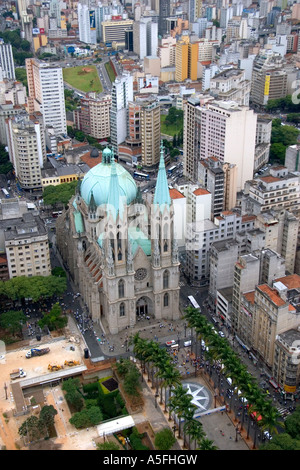 Luftaufnahme der städtischen Kathedrale Sao Paulo in Brasilien Stockfoto