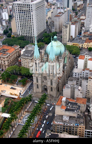 Luftaufnahme der städtischen Kathedrale Sao Paulo in Brasilien Stockfoto