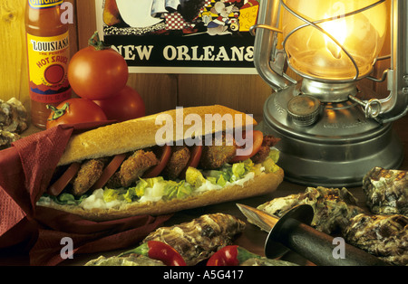 Gebratene Auster po Boy New Orleans Louisiana USA Stockfoto