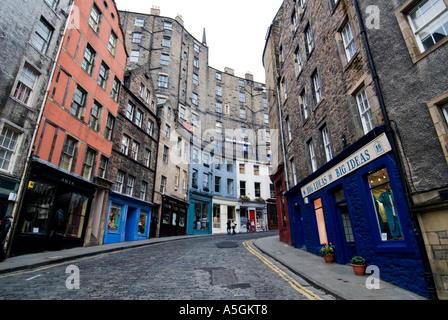 Schöne bunte Steinbauten in West Bogen an der Victoria Street in Edinburgh s Old Town Stockfoto