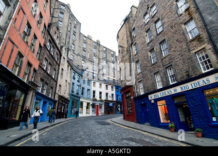 Schöne bunte Steinbauten in West Bogen in Edinburgh s Old Town Stockfoto