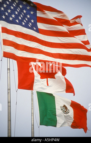 USA, Kanada und Mexiko Markierungsfahnen Stockfoto