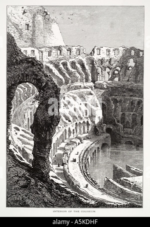 Kolosseum römische Reich Rom Roma Italien italienische Italia Ruine Archäologie Stein Bogen Amphitheater Arena Ruine Flut Wasser See dereli Stockfoto