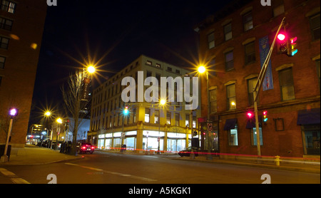 Stadtbild bei Nacht, New Haven Connecticut, USA Stockfoto