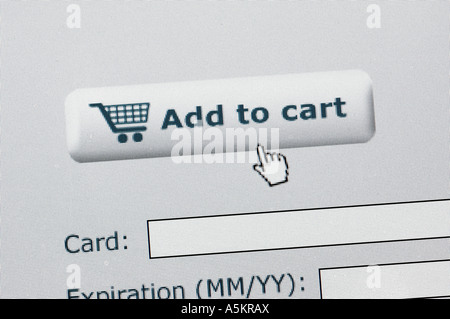 Screenshot des hinzufügen zum Warenkorb-Button für Online-shopping Stockfoto