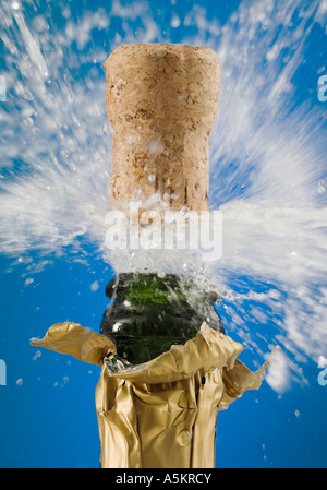 Sektkorken knallen hautnah Stockfoto