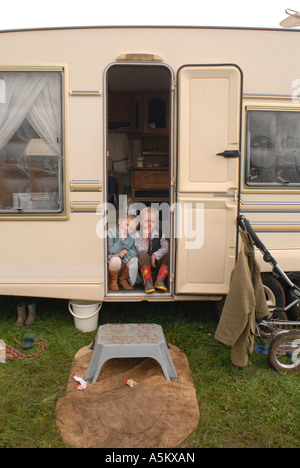 Reisende Kinder, Stow Horse fair, Stow auf die würde, Gloucestershire, UK Stockfoto