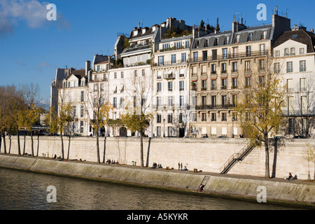 Frankreich, Paris (75), die seine-Ufer an der Landzunge der Ile Saint Louis Stockfoto