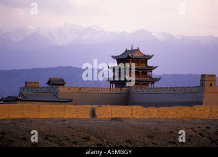 Westlichen Endpunkt der großen Mauer bei Jiayuguan Festung in der Provinz Gansu, China Stockfoto