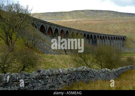 Ribblehead-Viadukt der Leeds-Settle-Carlisle Railway. Batty Moss, Yorkshire Dales National Park, England, Großbritannien-Europa. Stockfoto
