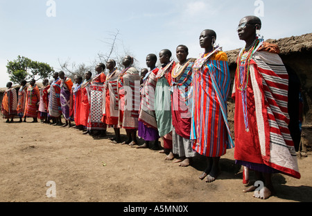 Masai Frauen in einem Dorf in Kenia Stockfoto