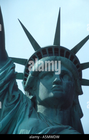 eine Nahaufnahme das Gesicht der Statue Of Liberty Stockfoto