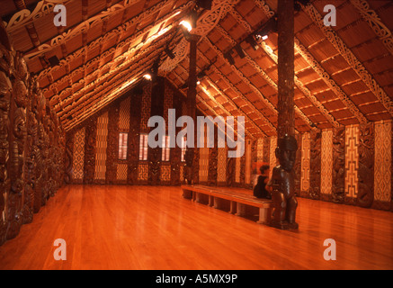 Whare Runanga Maori Versammlungshaus.  Waitangi National Reserve Nordinsel Neuseeland Stockfoto