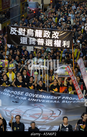 Demonstranten fordern Demokratie in Hongkong Stockfoto