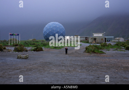 ANARESAT Kuppel für Satellitenkommunikation Anare Forschungsstation Macquarie Island Stockfoto