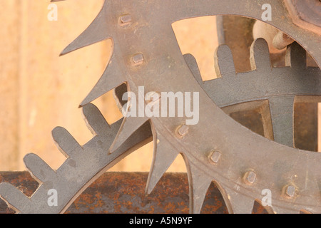 Mechanismus der Uhr in Sherborne Abtei, Dorset Stockfoto