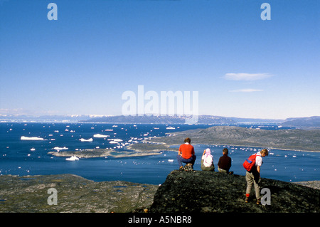 Aussicht von einem Berg Top Grönland Stockfoto