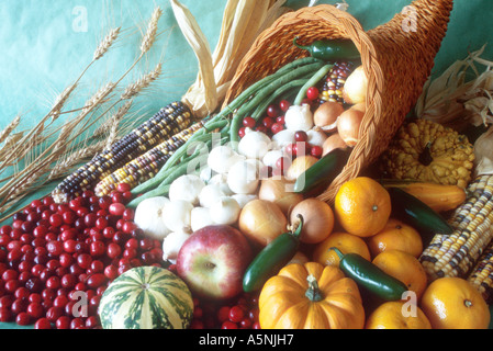 Füllhorn von Herbst Obst und Gemüse Stockfoto