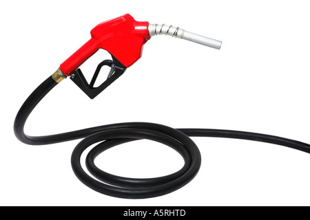Benzin-Düse und Gas-Schlauch Stockfoto