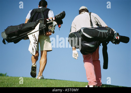 Golfer Golf Tragetaschen, Rückansicht Stockfoto